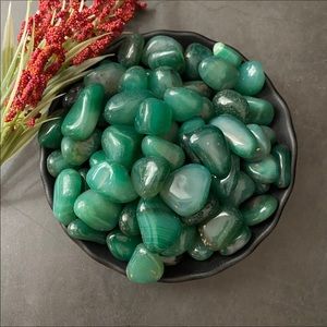 (2) Tumbled Green Chalcedony Stones